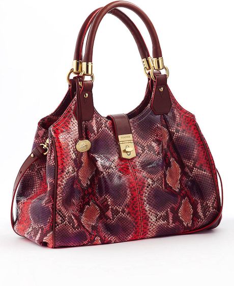 Brahmin Elisa Leather Snake effect Handbag in Purple | Lyst