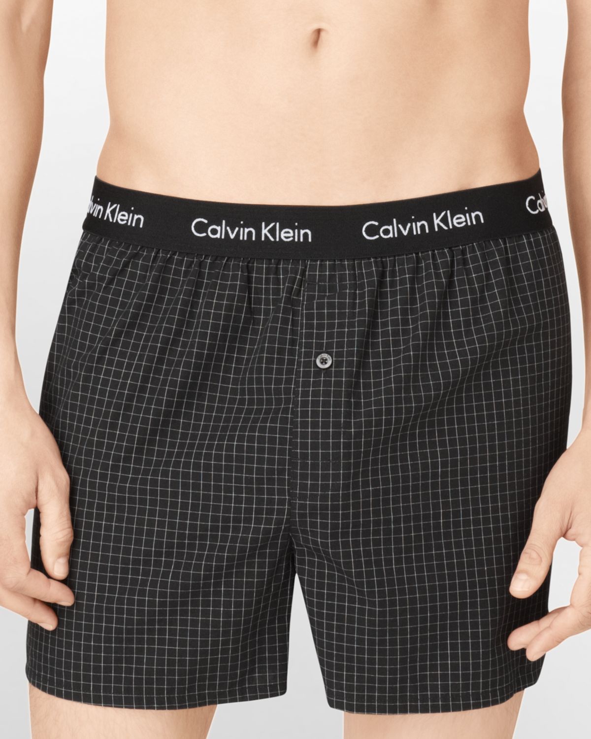 Calvin Klein Slim Fit Woven Plaid Boxer Shorts in Black for Men | Lyst