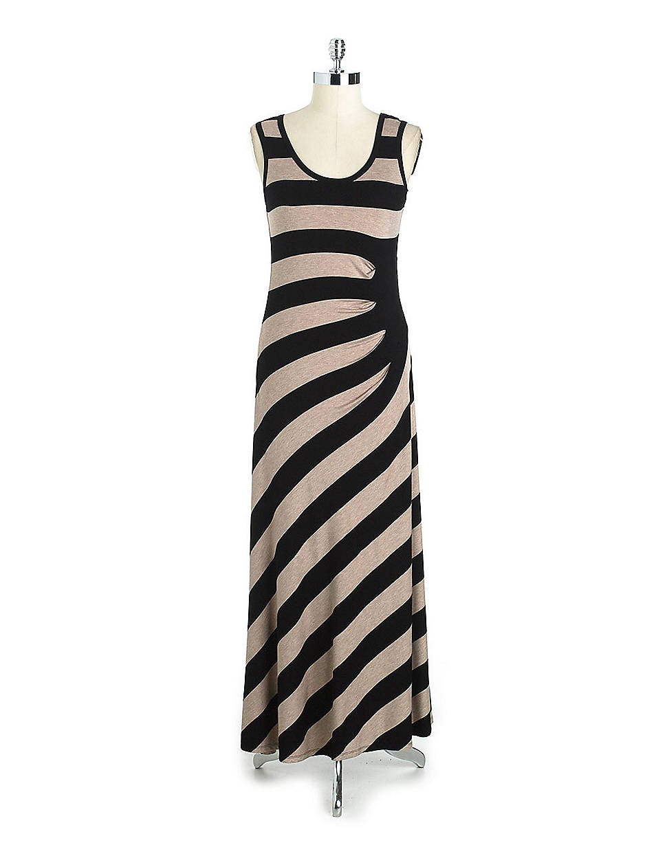 Calvin Klein Striped Tank Maxi Dress in Black (Black/Heather Grey) Lyst