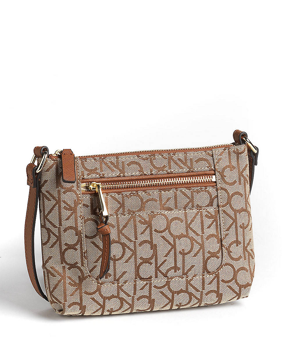 Calvin Klein Monogrammed Jacquard Crossbody Bag in Brown (khaki/brown ...