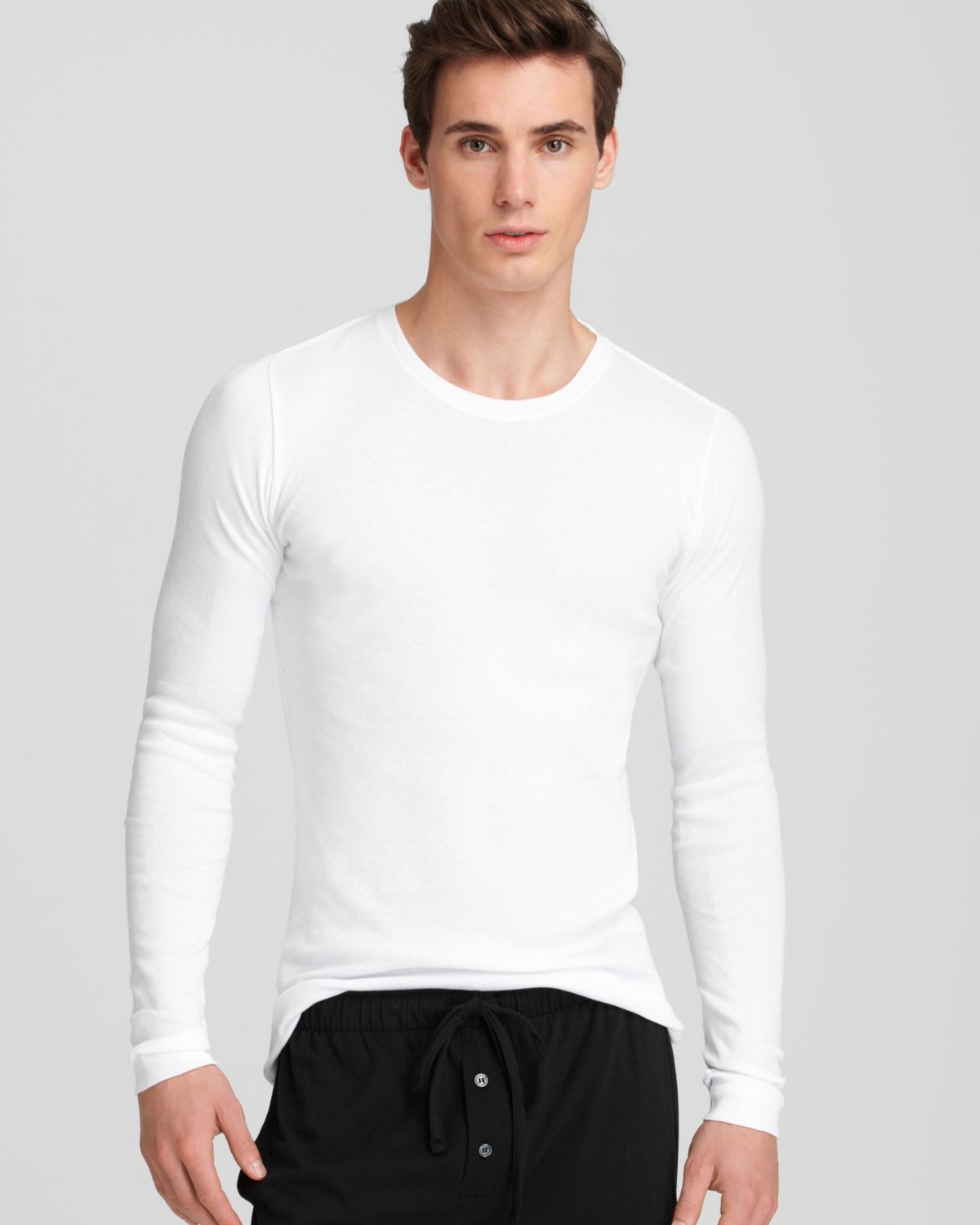 Calvin Klein Body Slim Fit Long Sleeve Crewneck Tee in White (Black ...