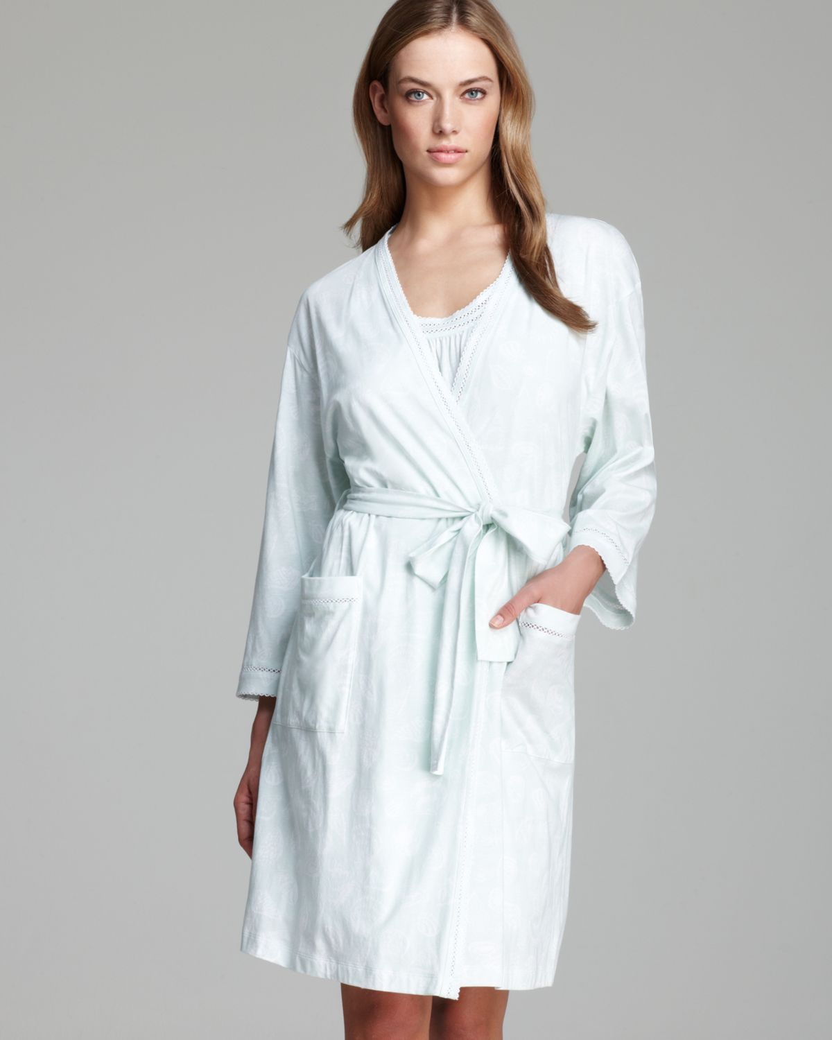 Carole Hochman Seashell Printed Short Robe in Green Seashell (Blue) Lyst
