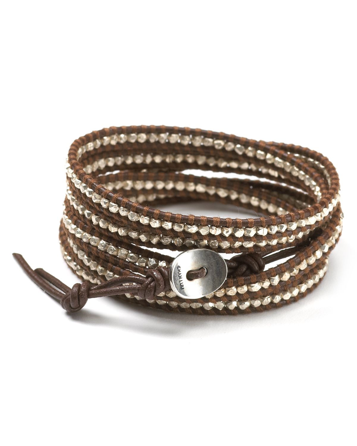 Sterling Silver Nugget Leather Wrap Bracelet Sterling Silver Nugget Leather Wrap Bracelet