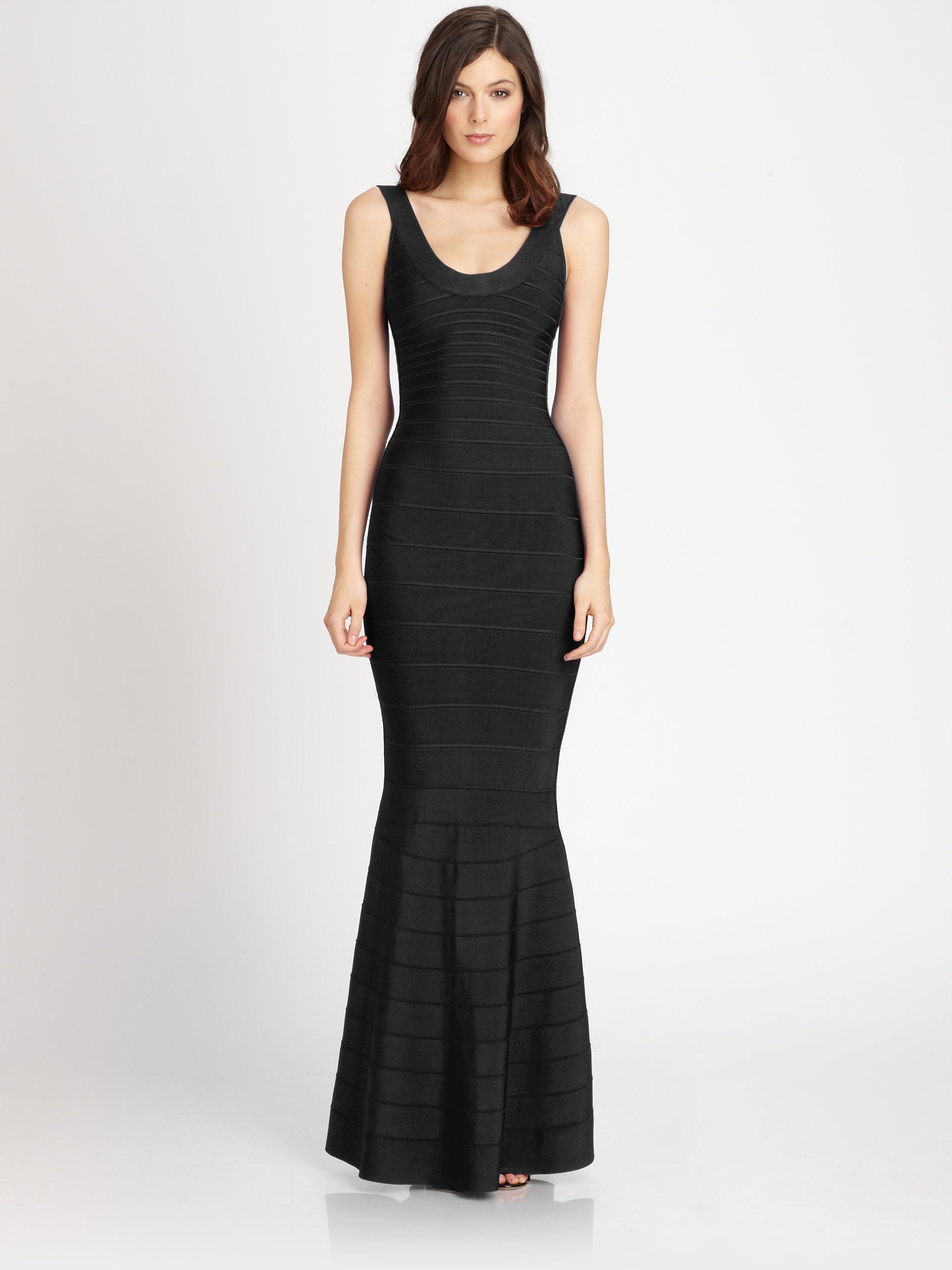 Hervé Léger Bandage Gown in Black | Lyst