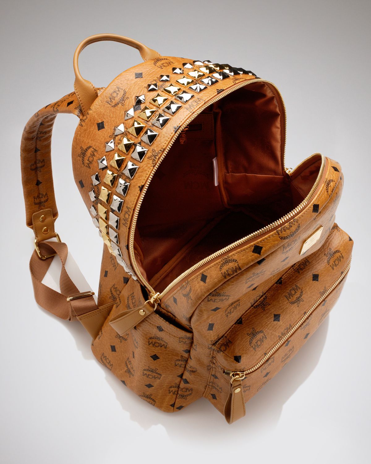 MCM Backpack Stark Large Crown Stud in Cognac (Brown) Lyst