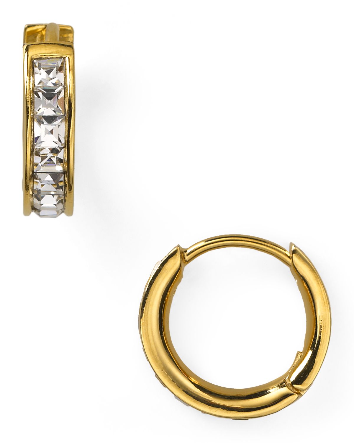 Nadri Tiny Channel Set Hoop Earrings in Gold Lyst