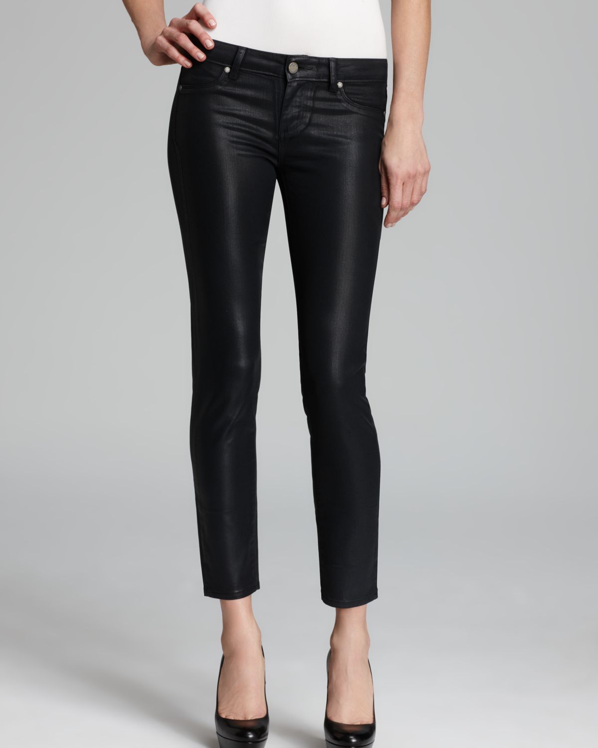 PAIGE Jeans - Verdugo Ultra Skinny Ankle In Black Silk | Lyst