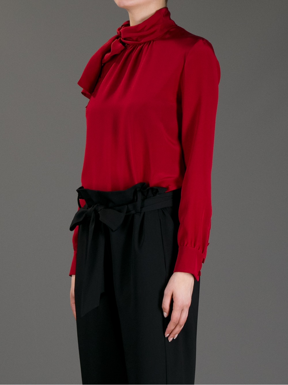 Saint laurent Silk Blouse in Red Lyst