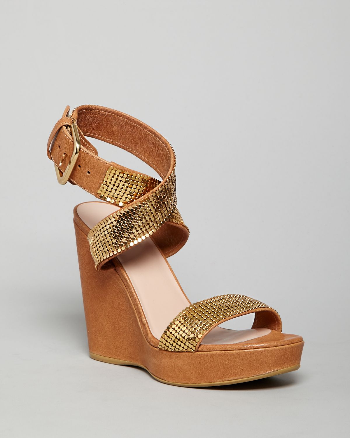 stuart weitzman gold wedges