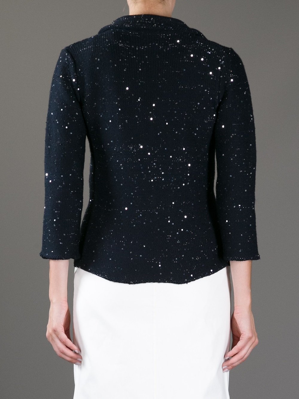 Weekend By Maxmara Cortona Knitted Sequin Jacket In Navy Blue Lyst