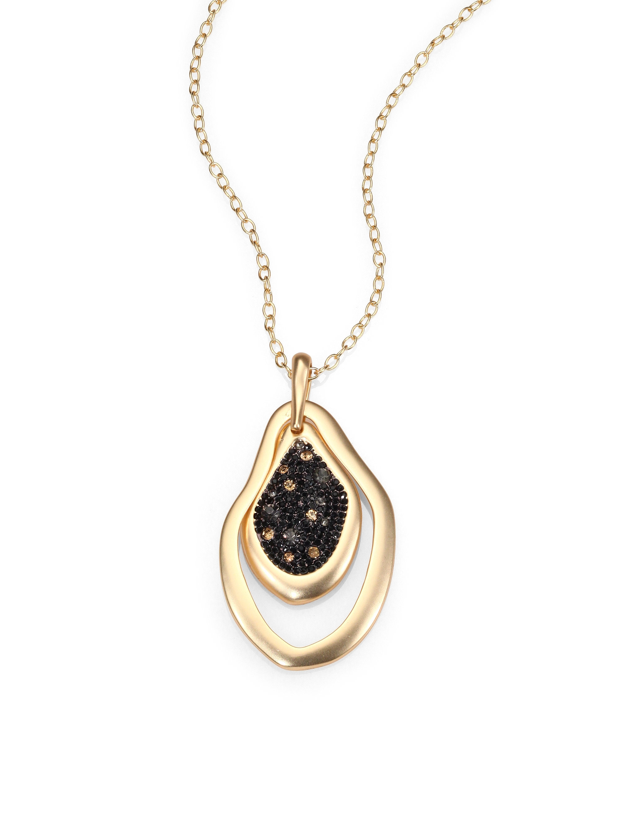 Abs by allen schwartz Pave Pendant Necklace in Black (GOLDBLACK) Lyst