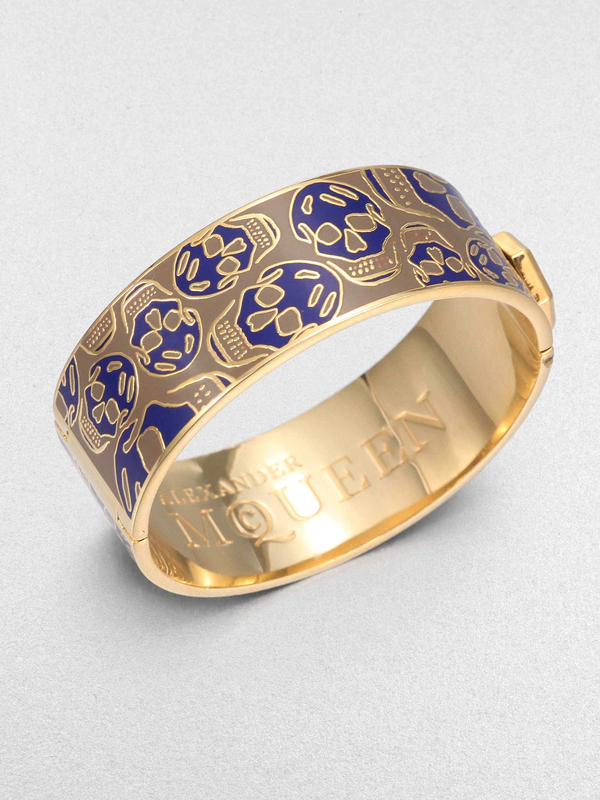 Alexander McQueen Enamel Skull Bracelet in Blue-Gold (Metallic) - Lyst