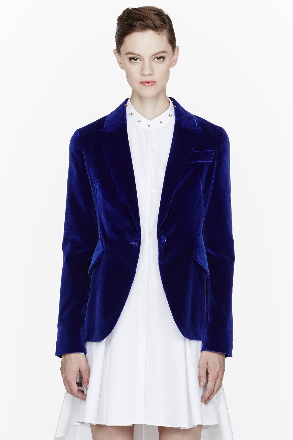 Alexander McQueen Royal Blue Velvet Peplum Blazer