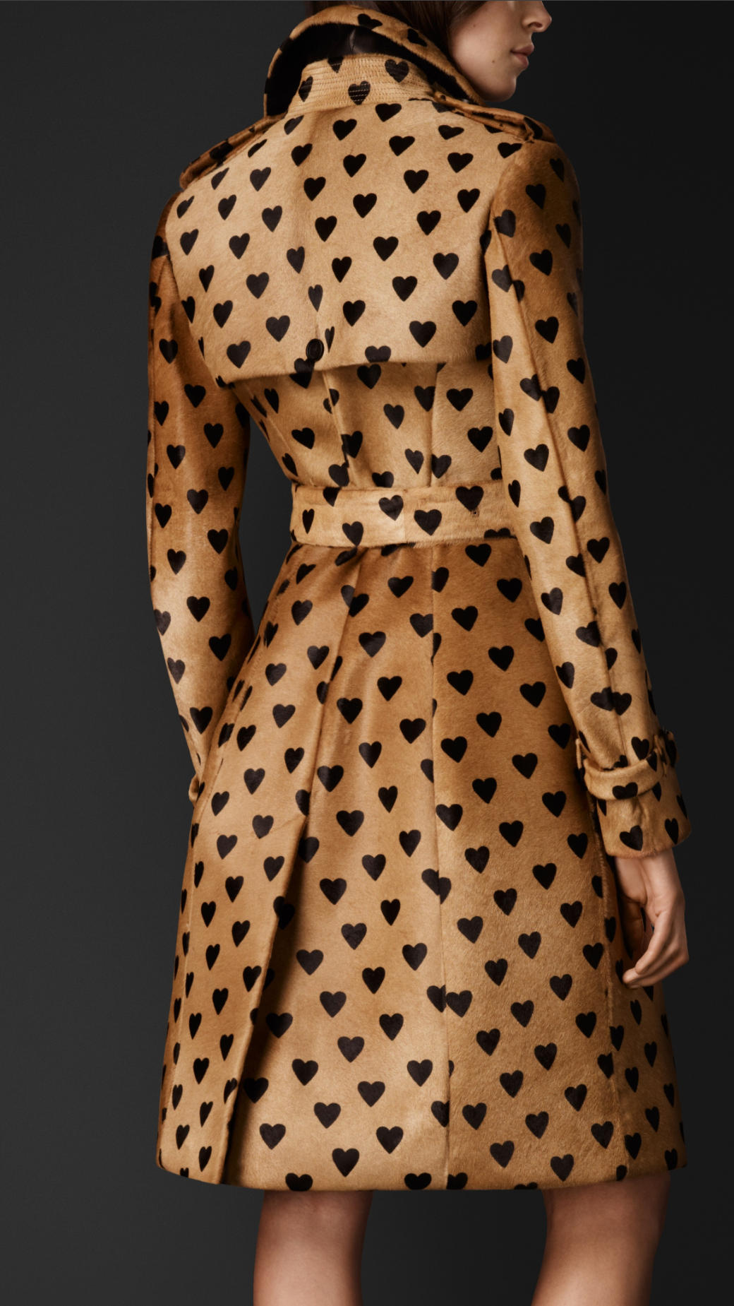 Burberry Heart Print Cotton Trench Coat in Black | Lyst