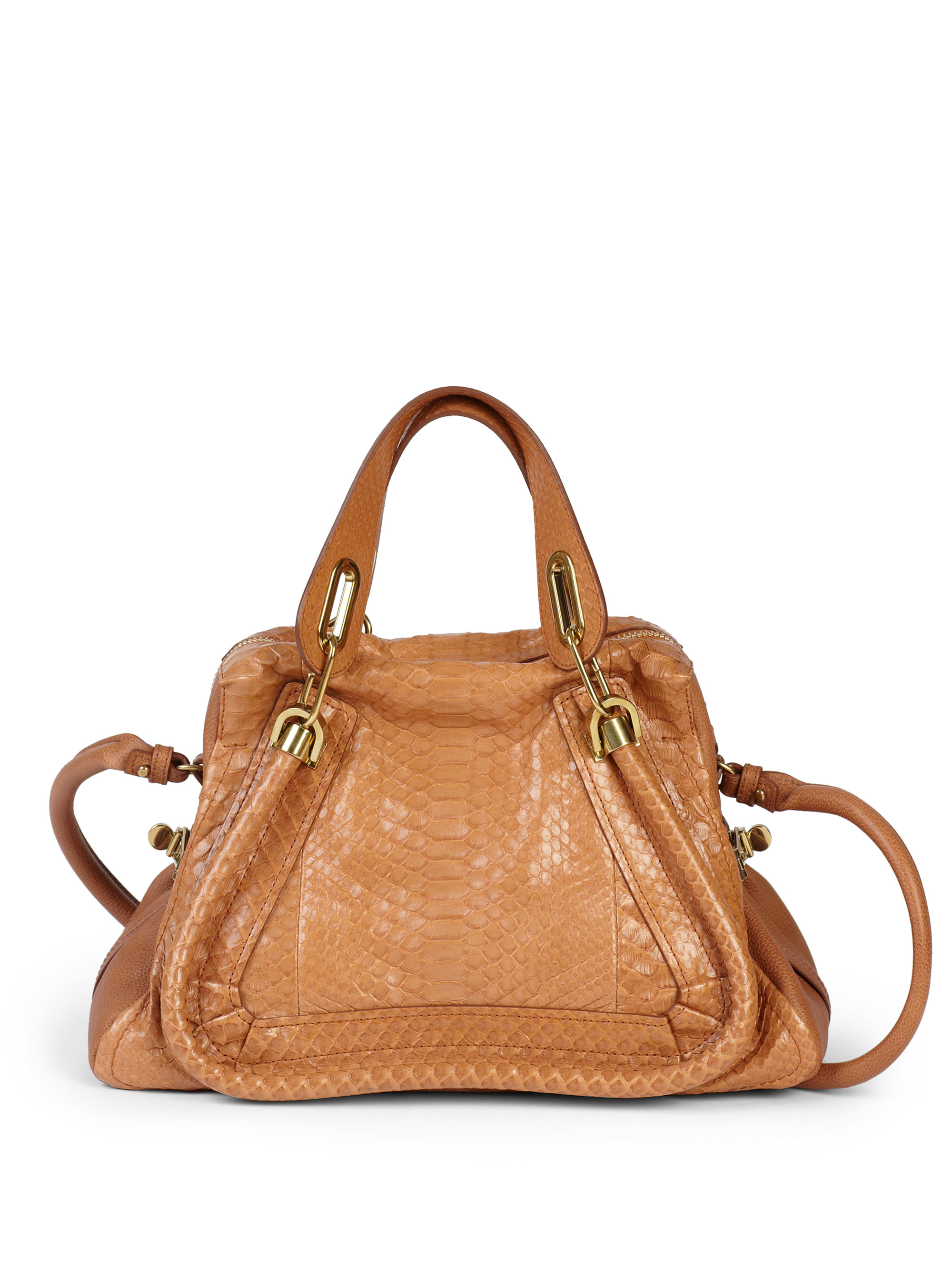 Chlo Paraty Medium Python Tote in Brown (SPECULOOS BROWN) | Lyst  