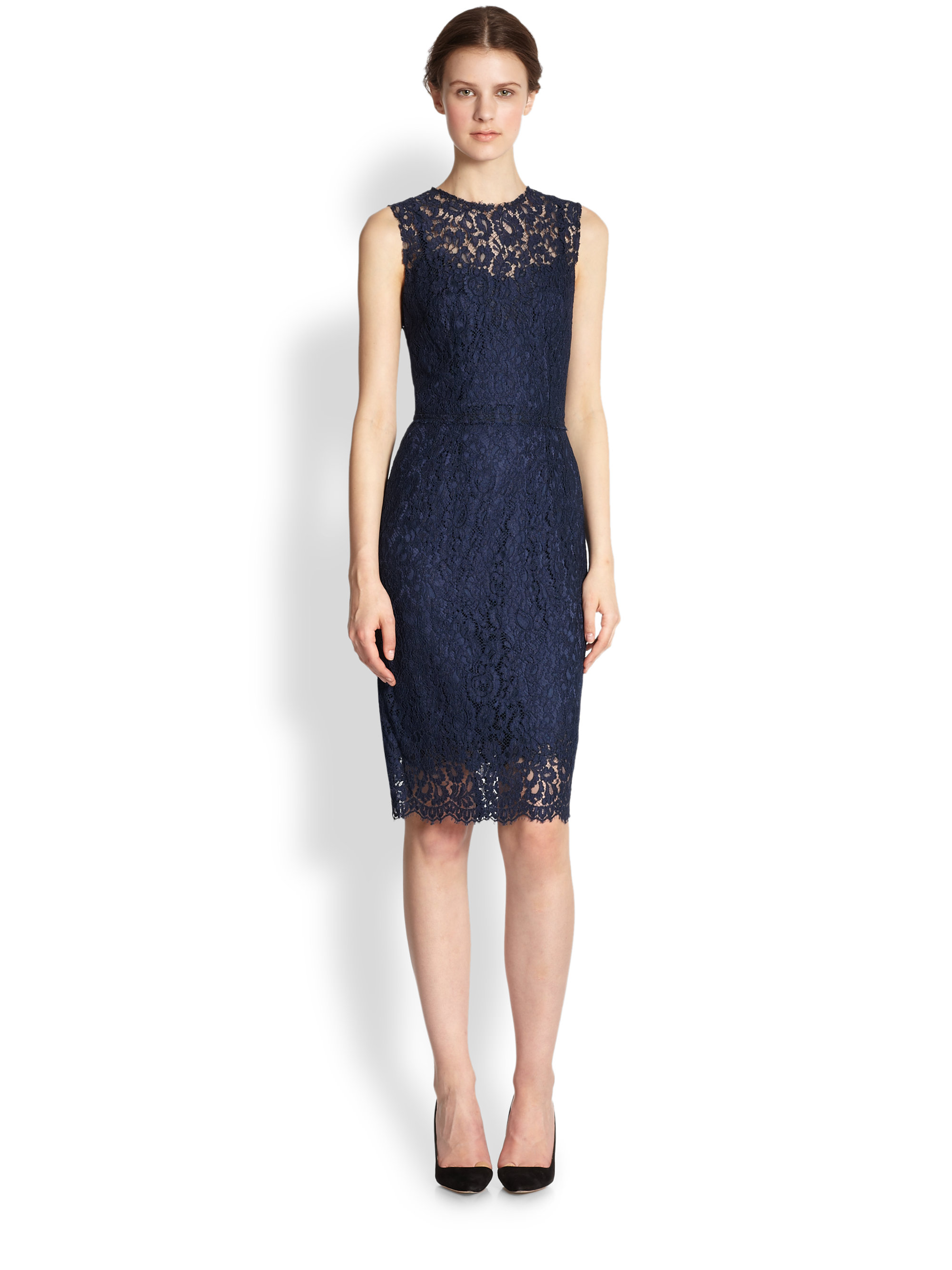 dark blue lace dress