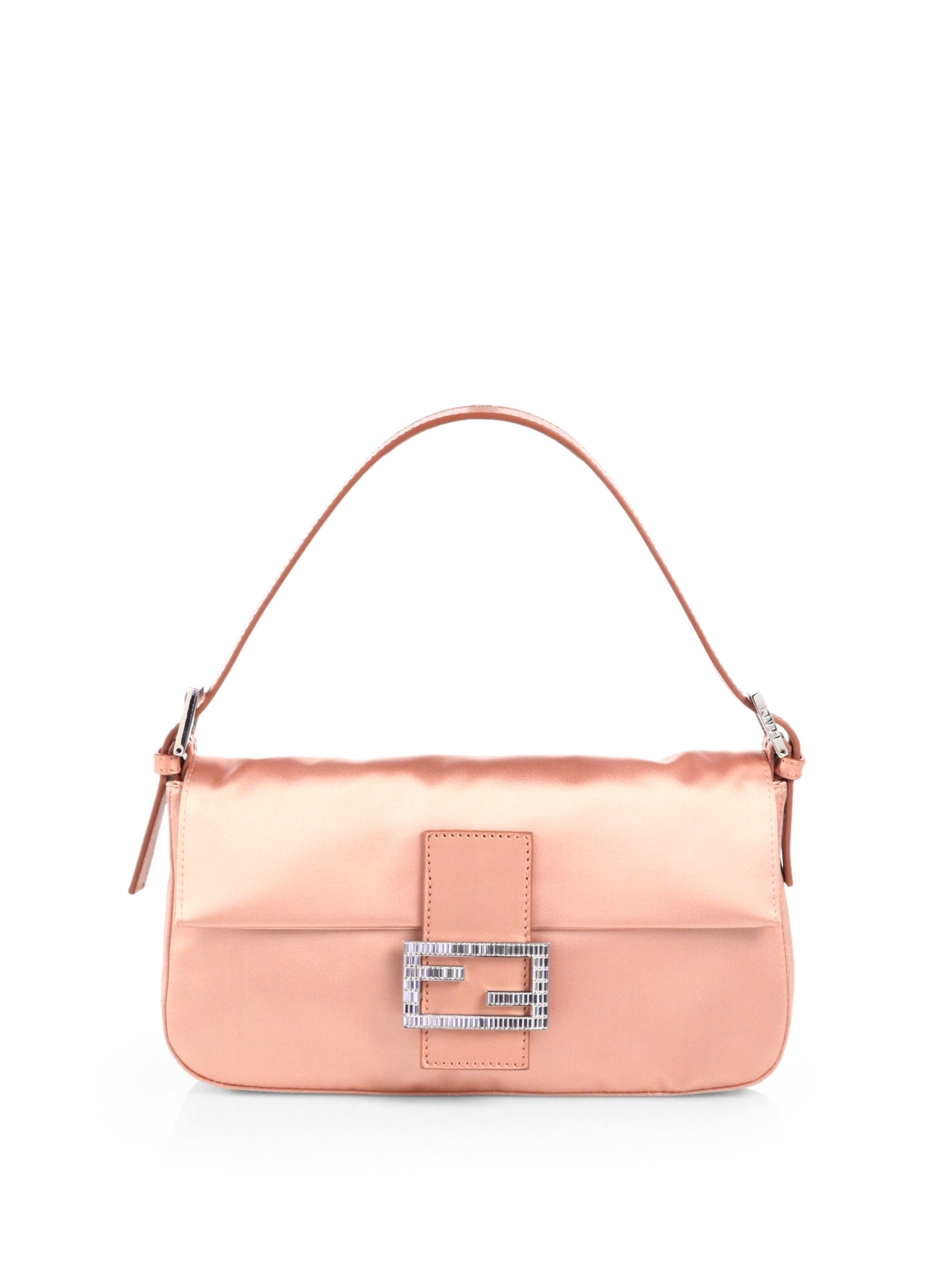 Fendi Raso Medium Satin Baguette Shoulder Bag in Pink | Lyst