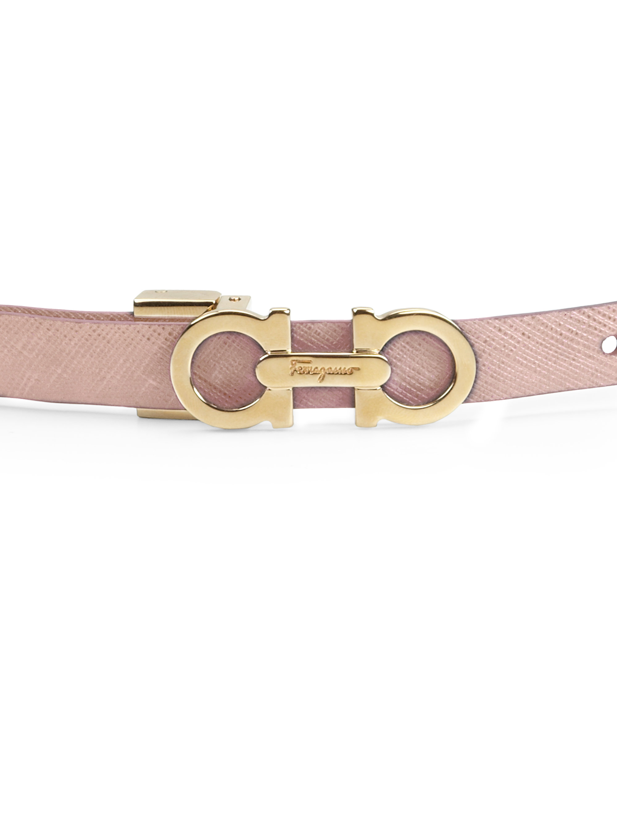 Ferragamo Skinny Gancini Leather Belt in Pink - Lyst
