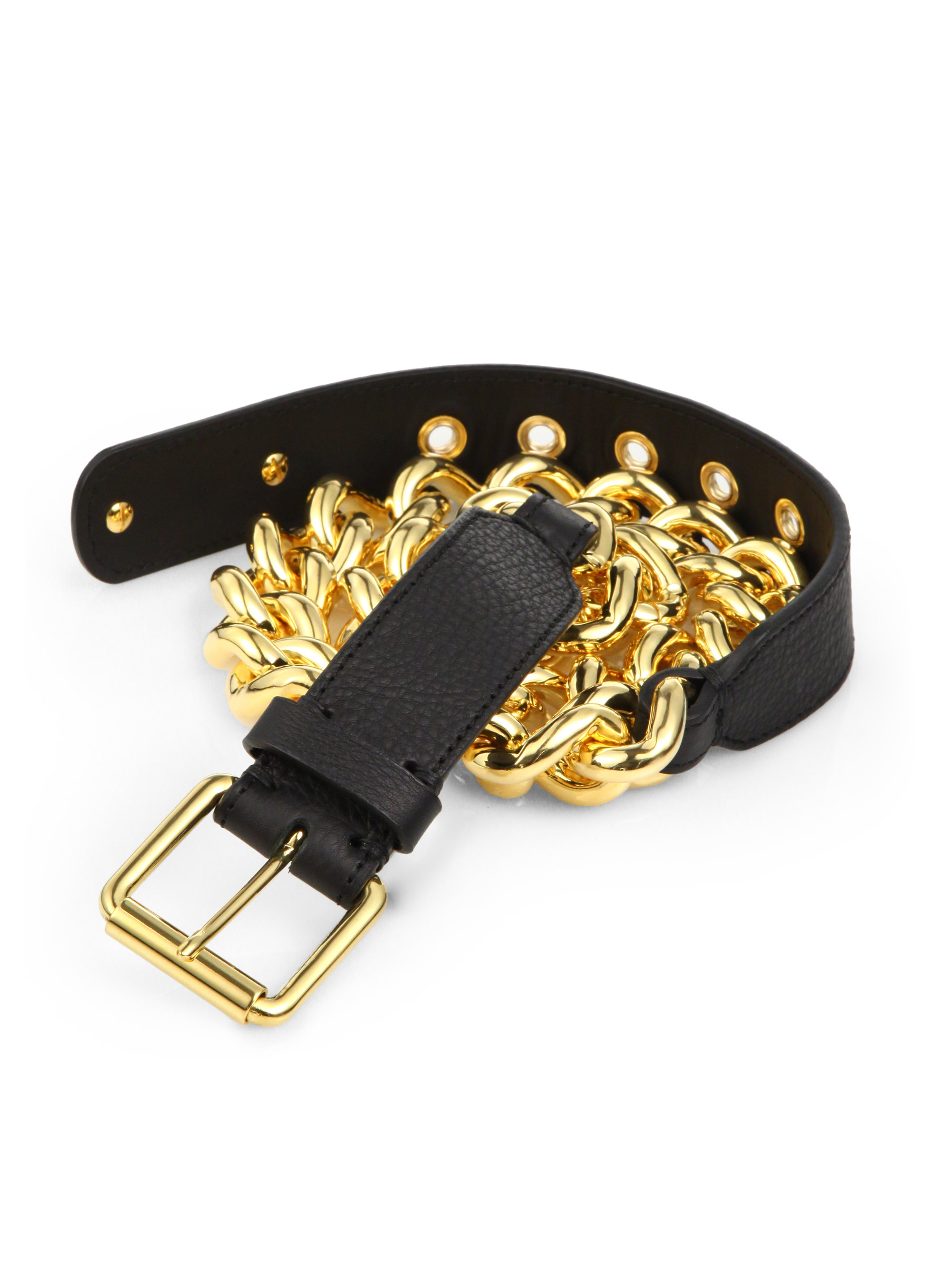 Giuseppe Zanotti Leather Chain Belt in Black-Gold (Black) for Men - Lyst