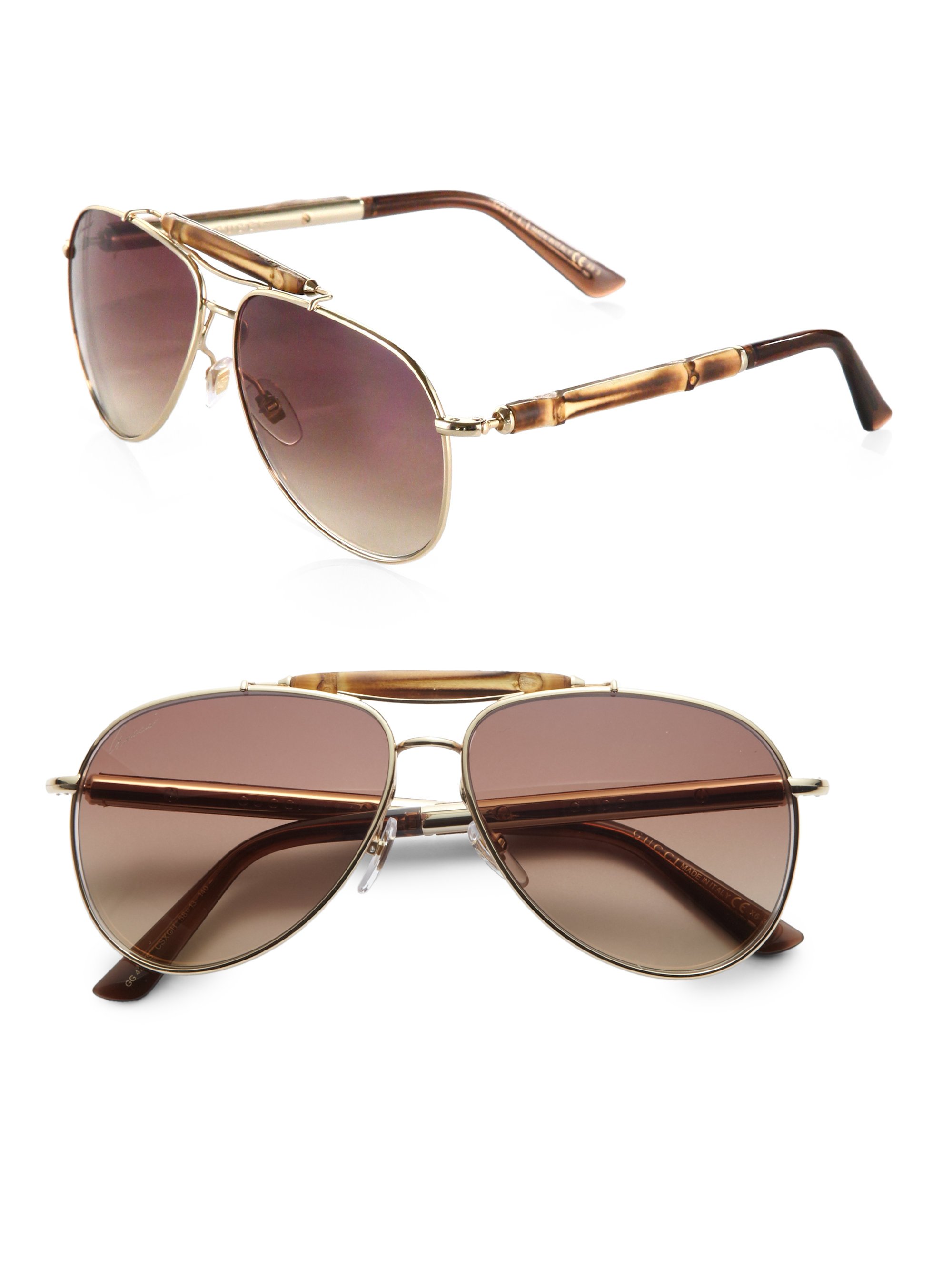 Gucci Gold Plated Aviator Sunglasses Shy One Saga