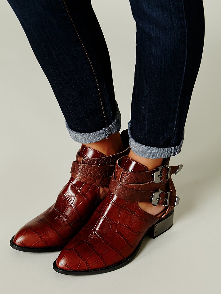 red croc ankle boots