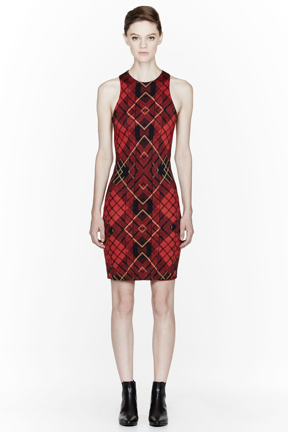 red tartan shift dress