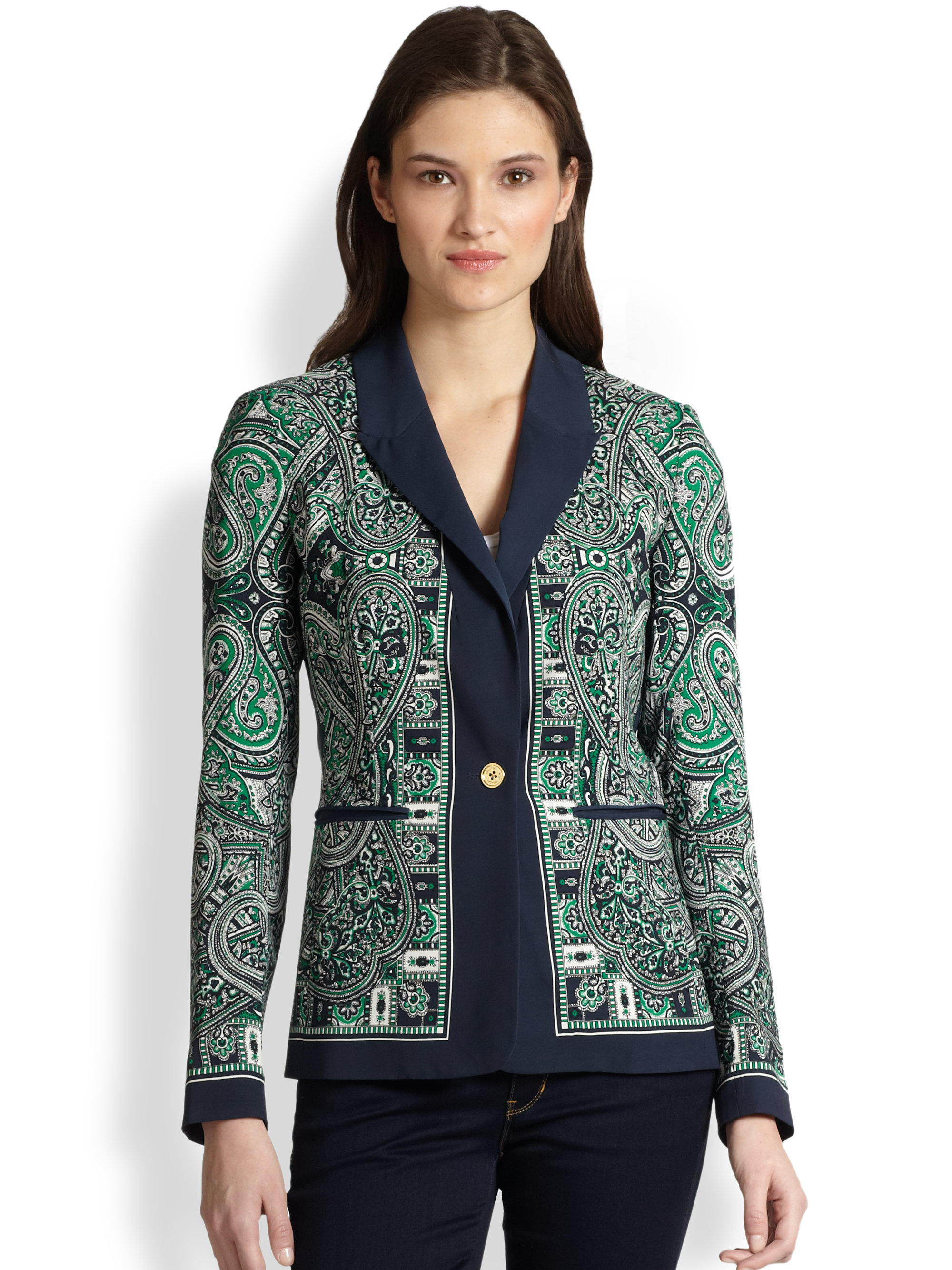 MICHAEL Michael Kors Paisley Scarfprint Blazer in Black - Lyst