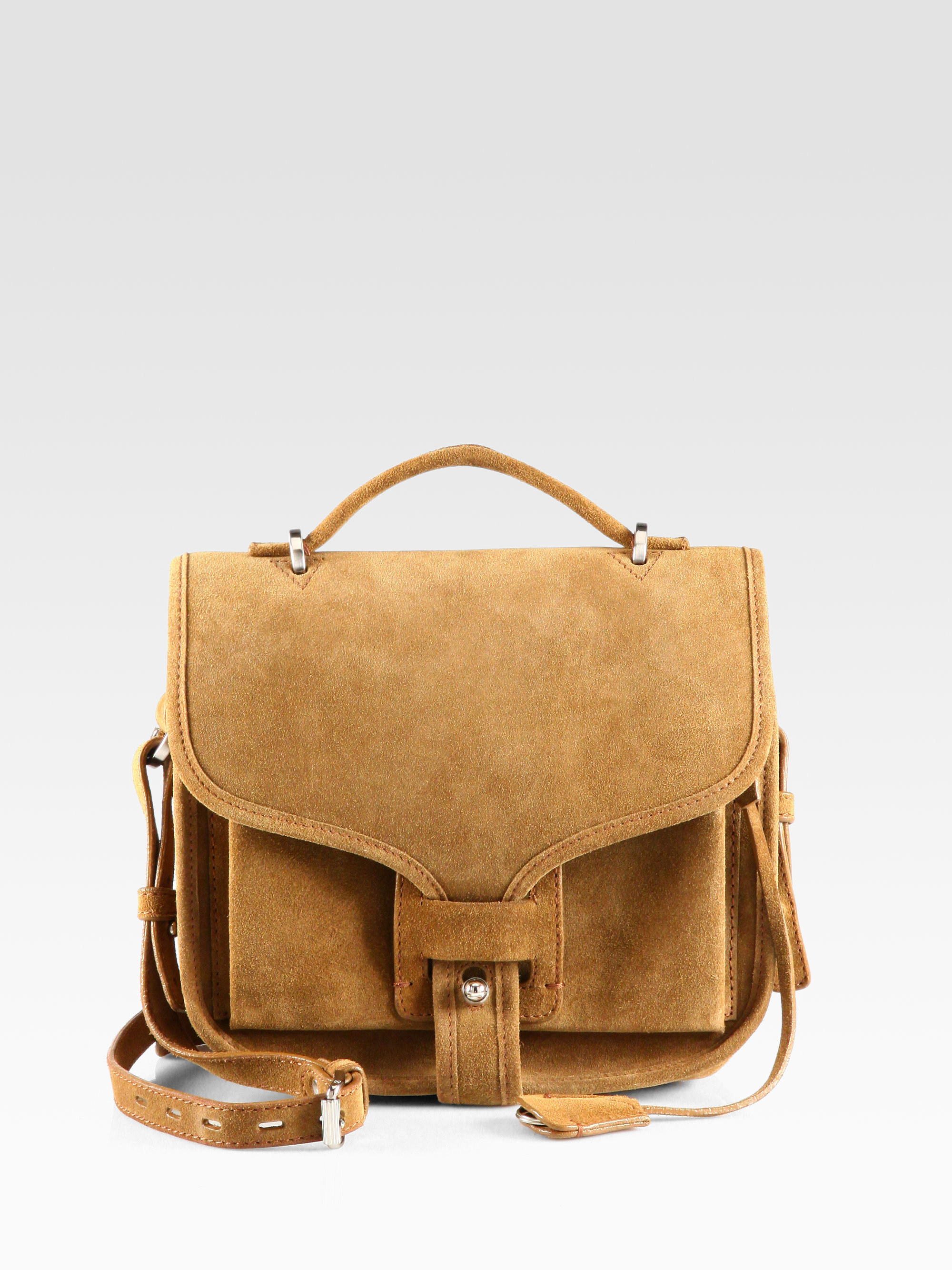 Opening Ceremony Ace Suede Top Handle Bag in Brown (KHAKI) | Lyst