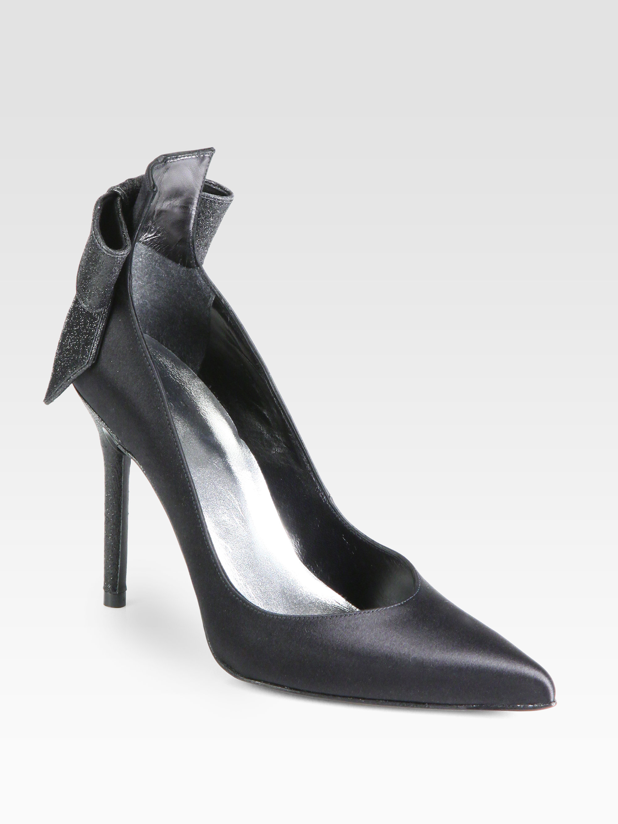 satin bow pumps