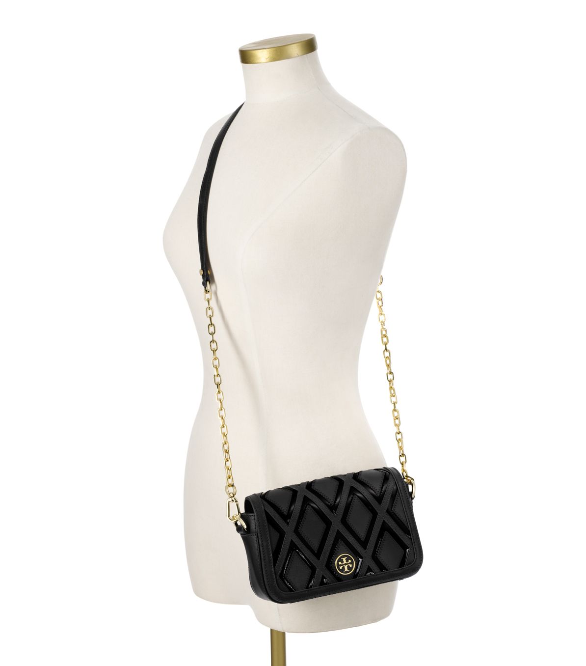 Tory Burch Robinson Patchwork Chain Mini Bag in Black