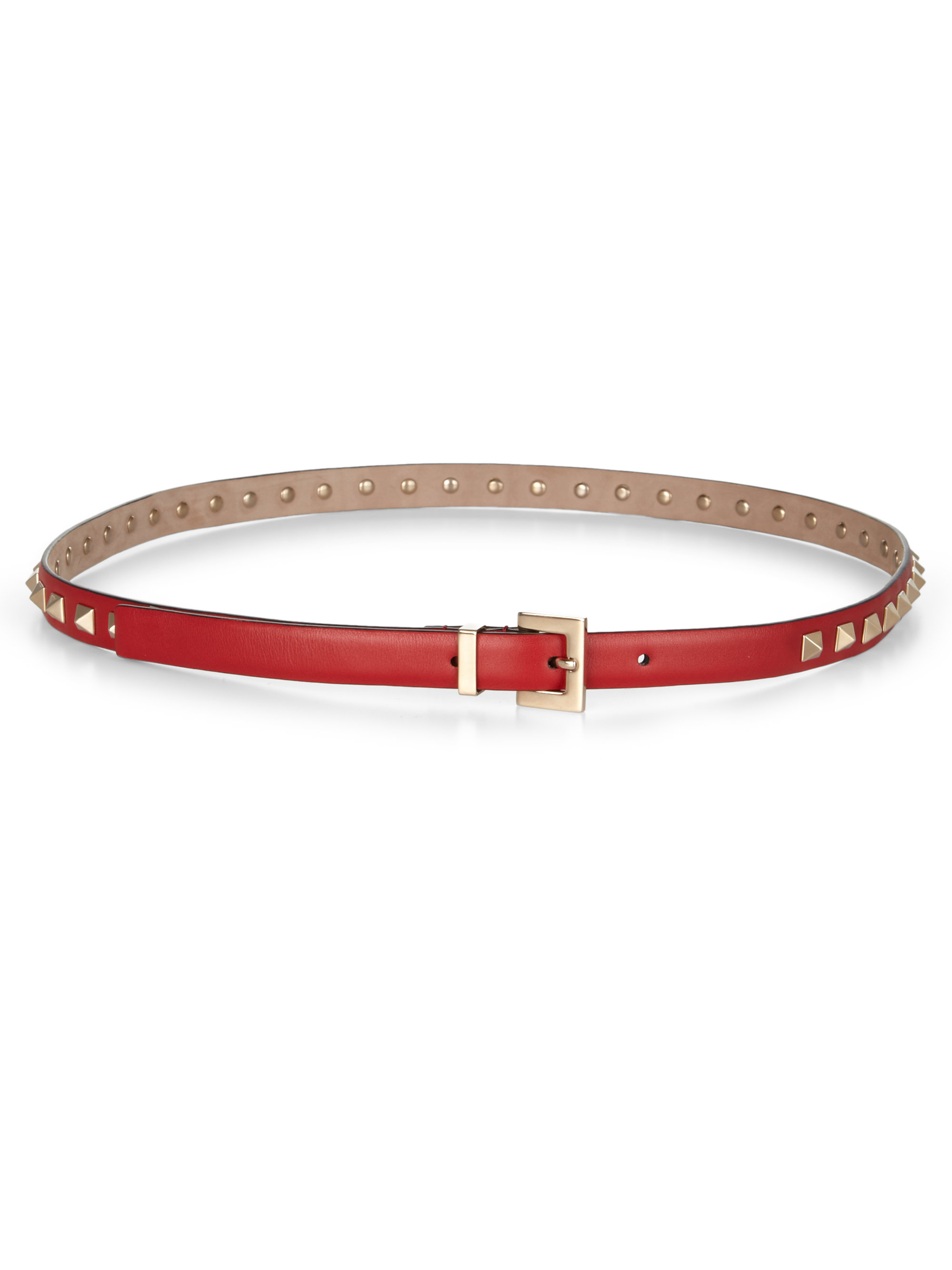 Valentino Studded Leather Belt in Red Lyst