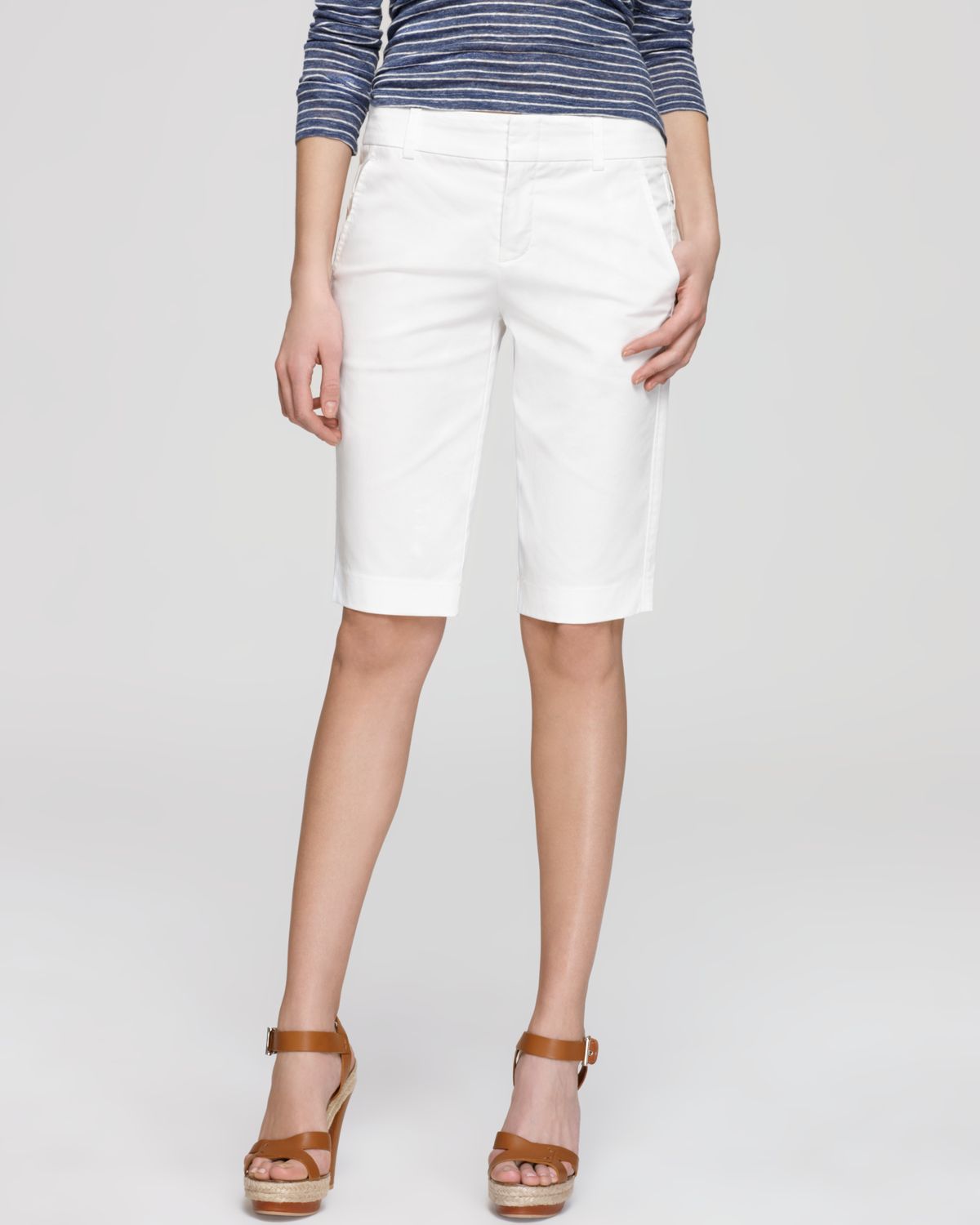 Lyst Vince Shorts Side Buckle Bermuda in White