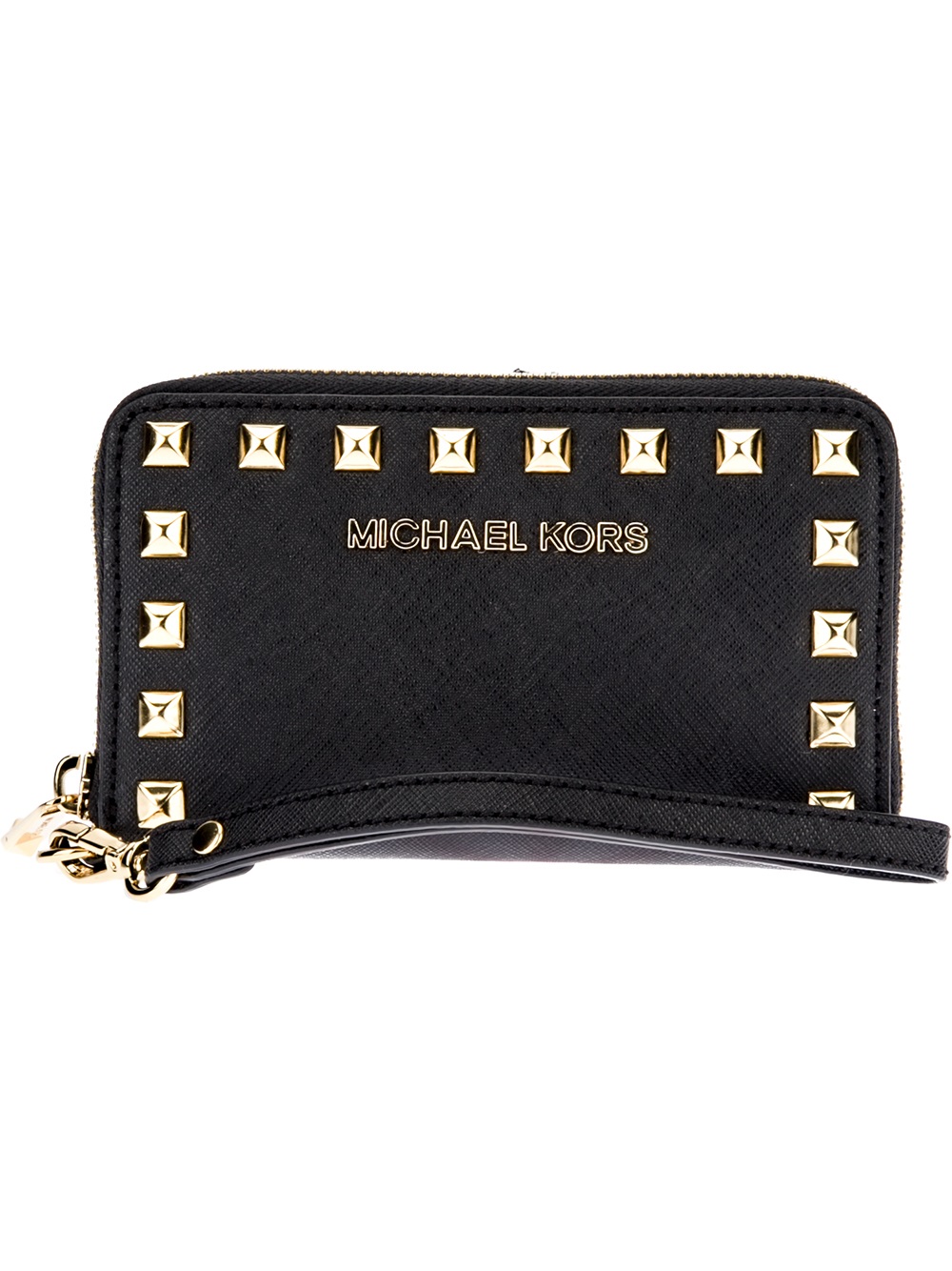 Michael Kors Studded Wristlet Wallet in Black | Lyst