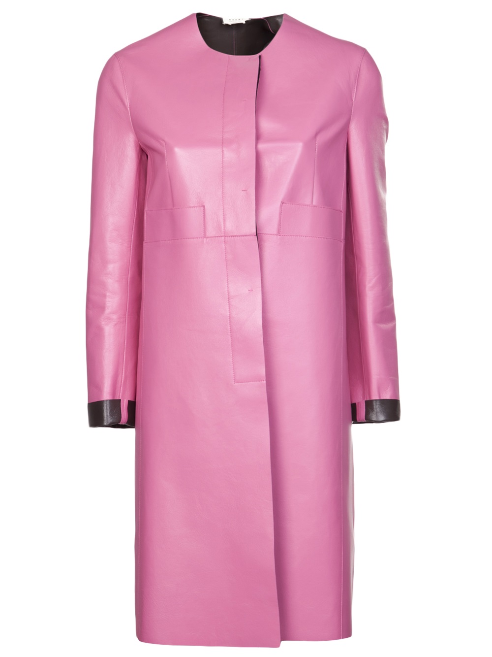 Marni Single Breasted Leather Coat in Pink & Purple (Pink) - Lyst