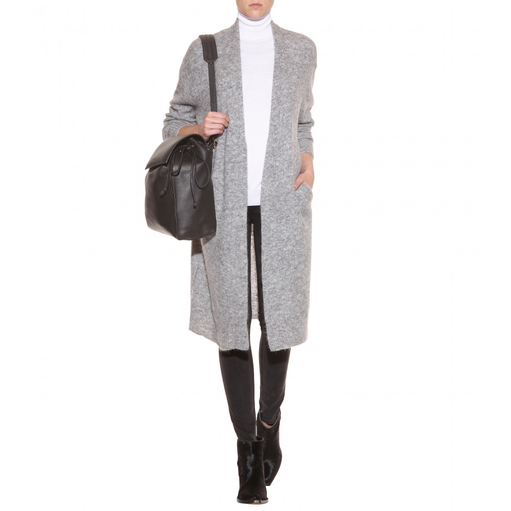 long grey wool cardigan