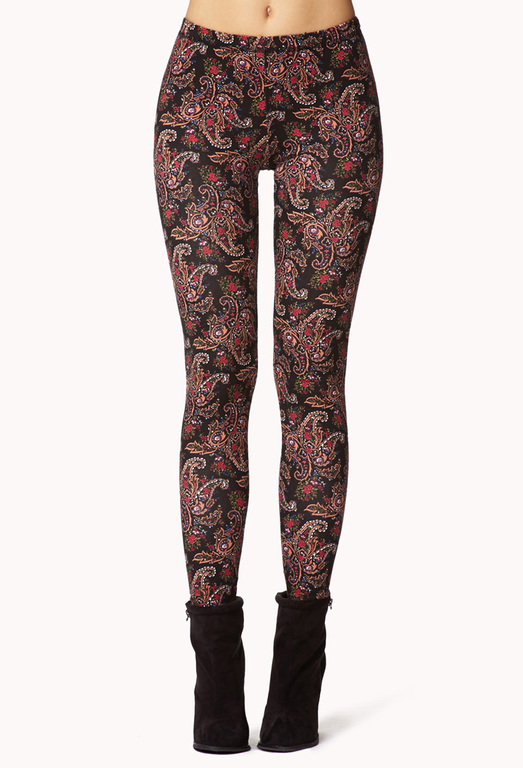 Lyst Forever 21 Floral Paisley Leggings in Purple