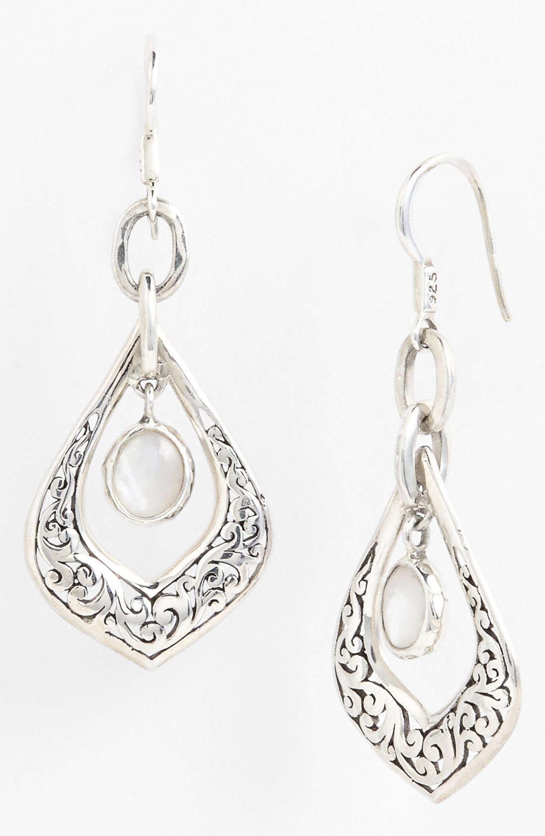 Lois Hill Motherofpearl Open Teardrop Earrings in Silver (Silver ...