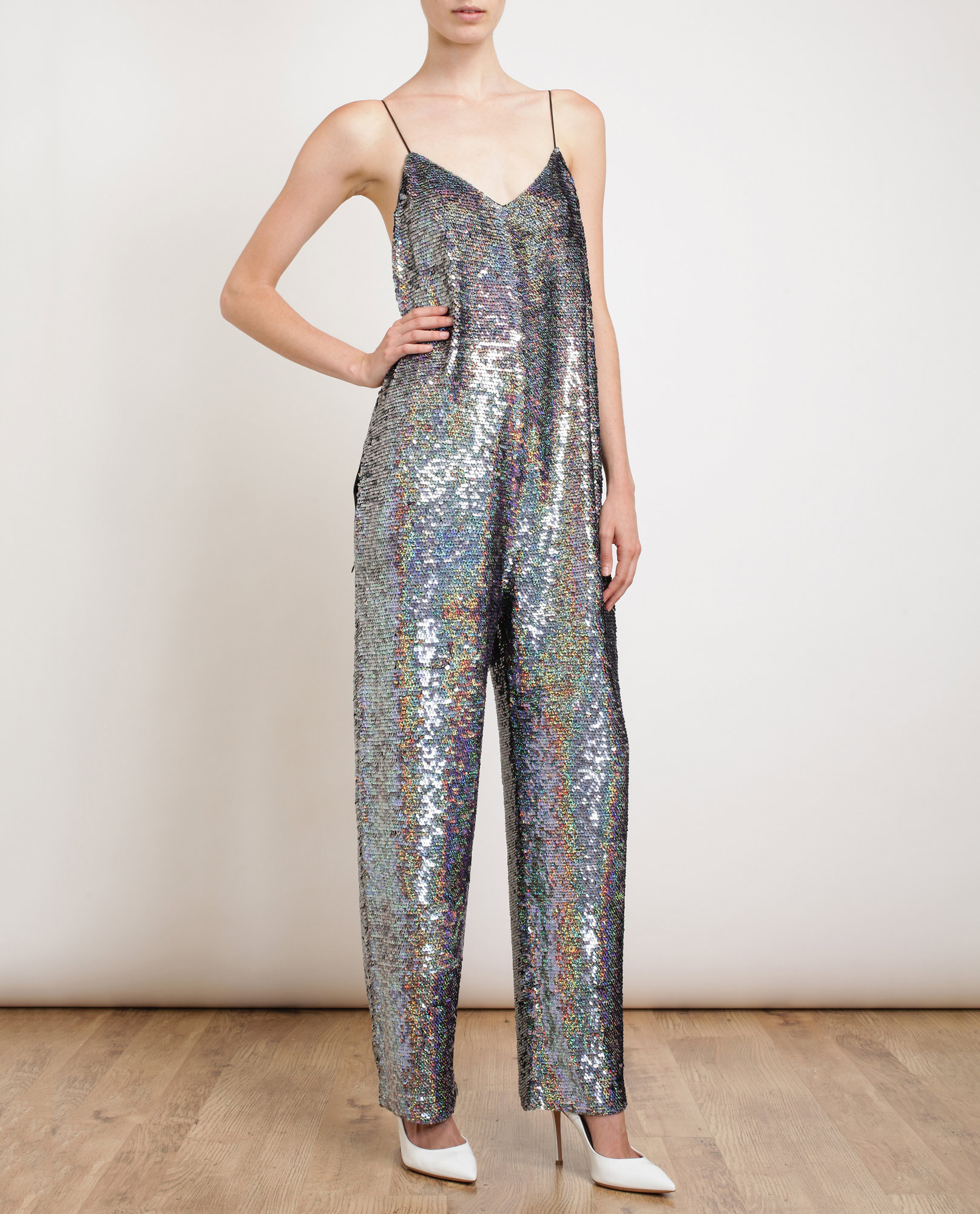 holographic sequin jumpsuit