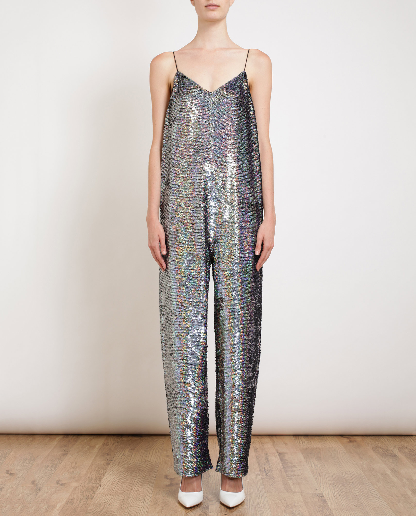 silver sequin jumpsuit