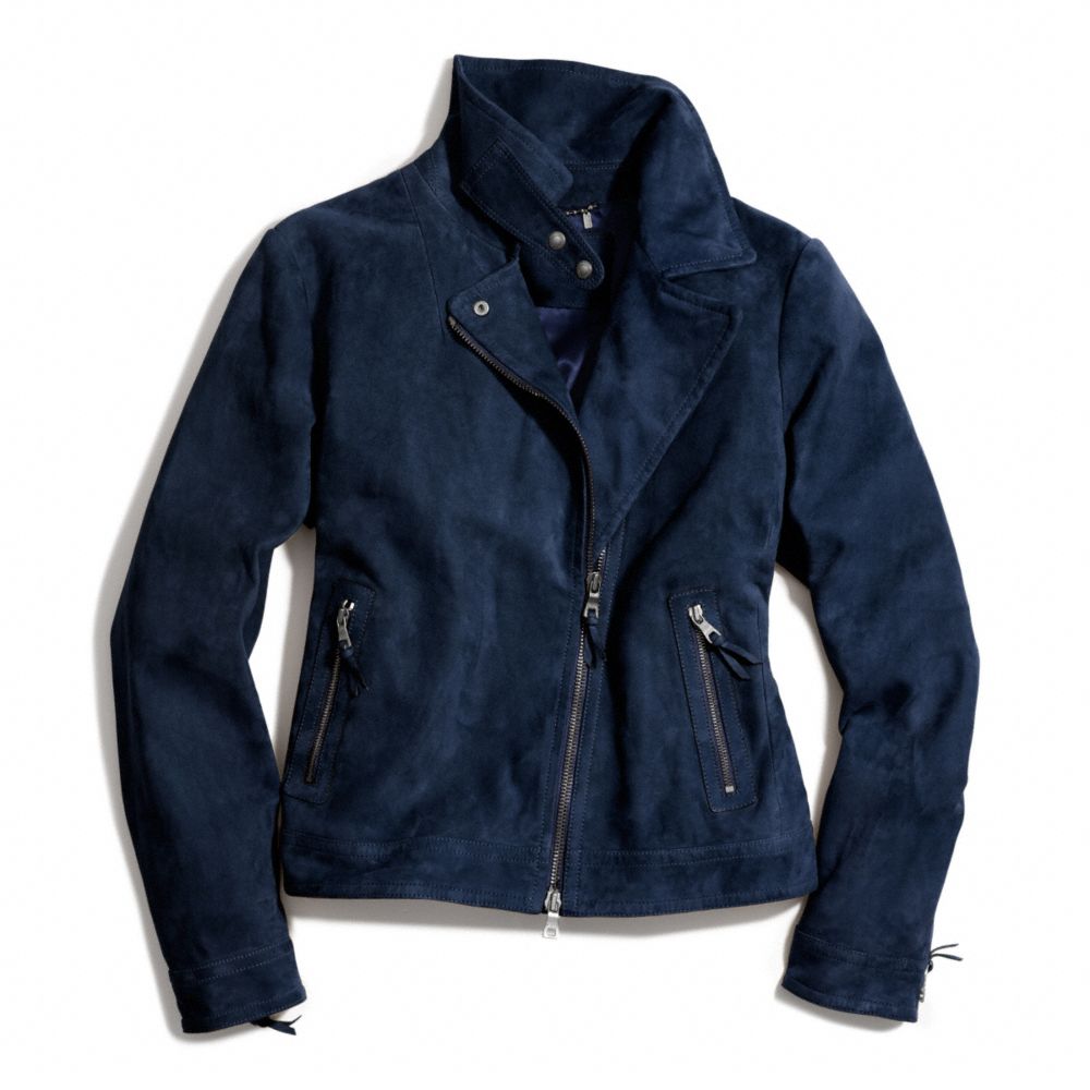 Navy blue top suede jacket womens