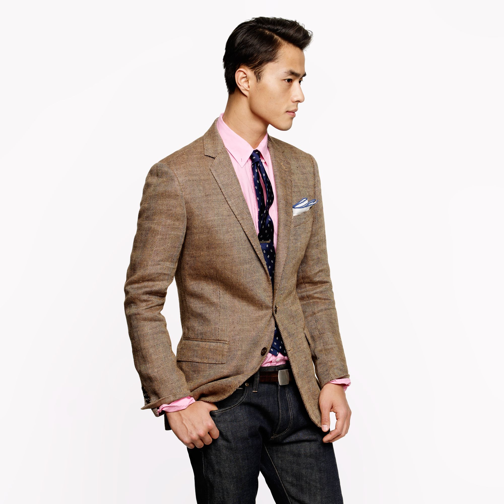 J.crew Ludlow Sportcoat in Wide Herringbone Italian Linen in Brown for Men Lyst