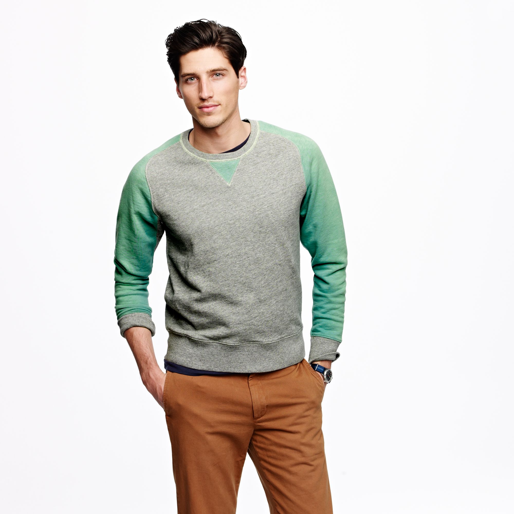J.Crew Wallace Barnes Colorblock Raglan Sweatshirt in Green for Men - Lyst