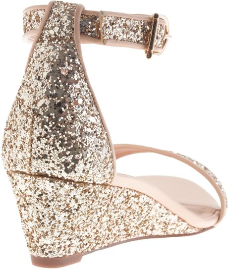 J.crew Lillian Glitter Low Wedges in Gold (metallic gold) | Lyst