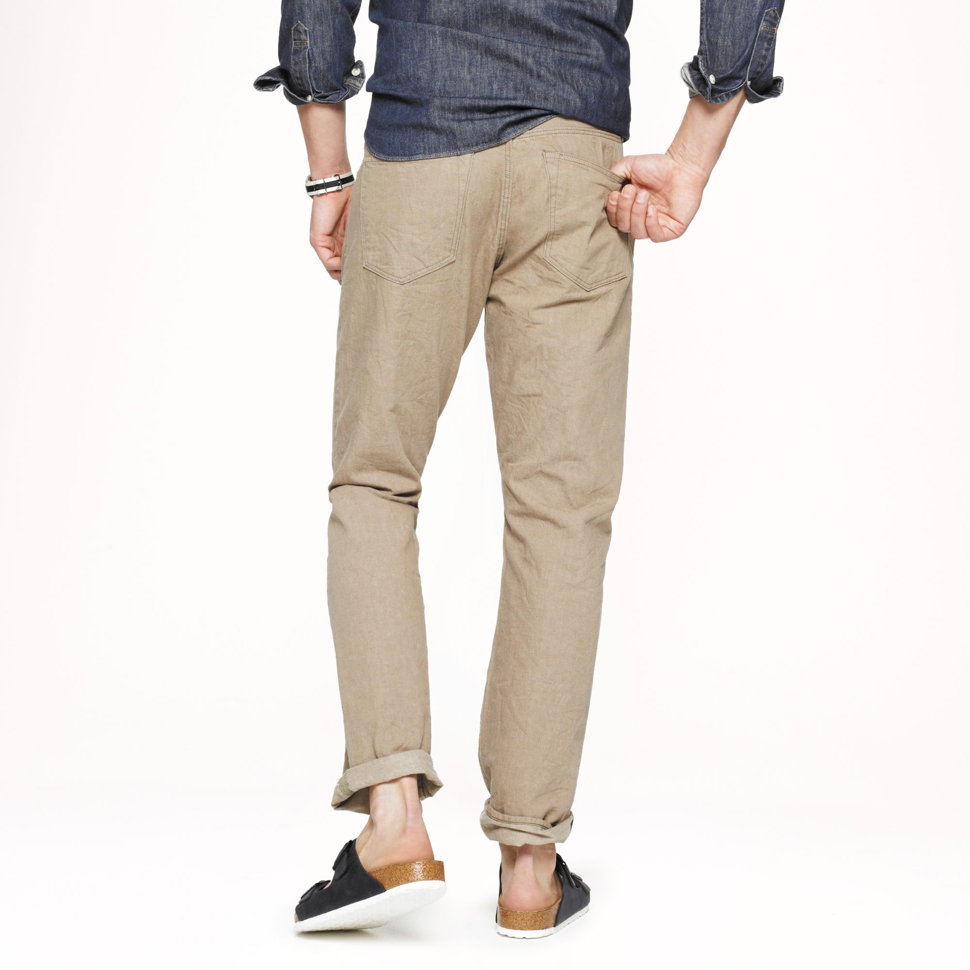 J.Crew Slim straight Selvedge Jean in Rinsed Khaki in Natural for Men