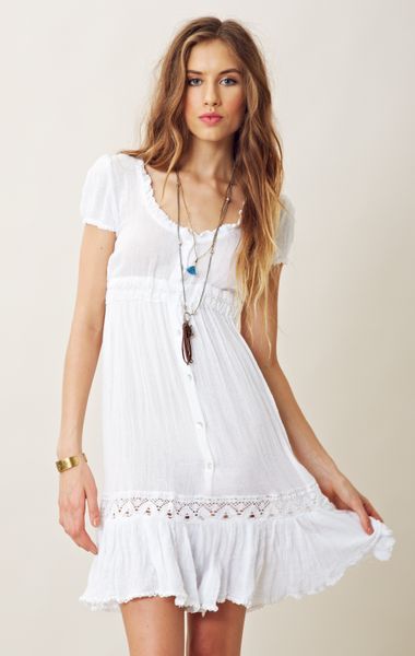 Jen's Pirate Booty Gauze Flirty Dress in White ( WHITE) | Lyst