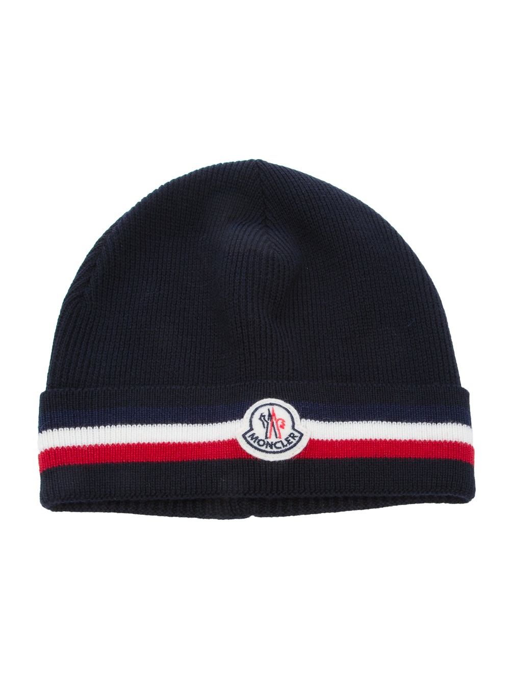 Moncler Logo Beanie Hat in Navy (Blue) for Men - Lyst