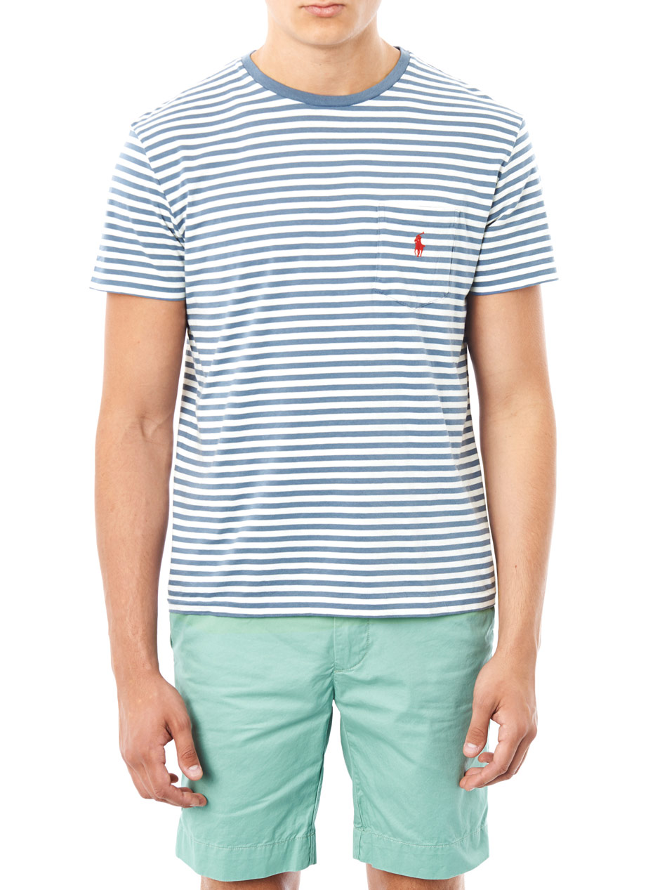 Polo Ralph Lauren Stripe Pocket Tshirt in Blue for Men | Lyst