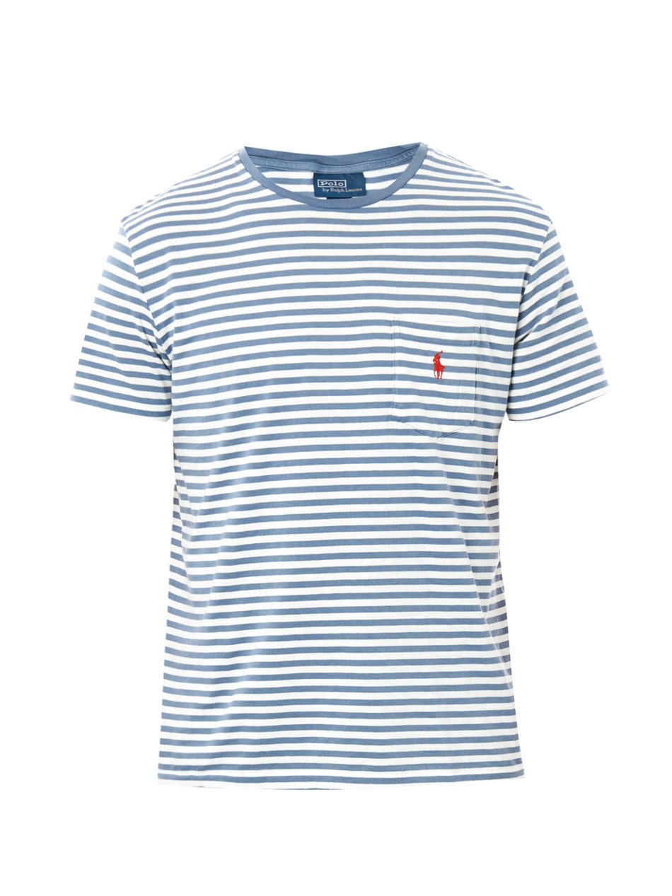 Polo Ralph Lauren Stripe Pocket Tshirt in Blue for Men | Lyst