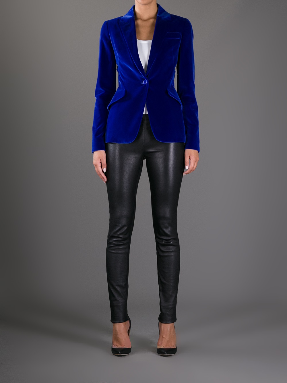 Alexander McQueen Velvet Blazer in Blue | Lyst