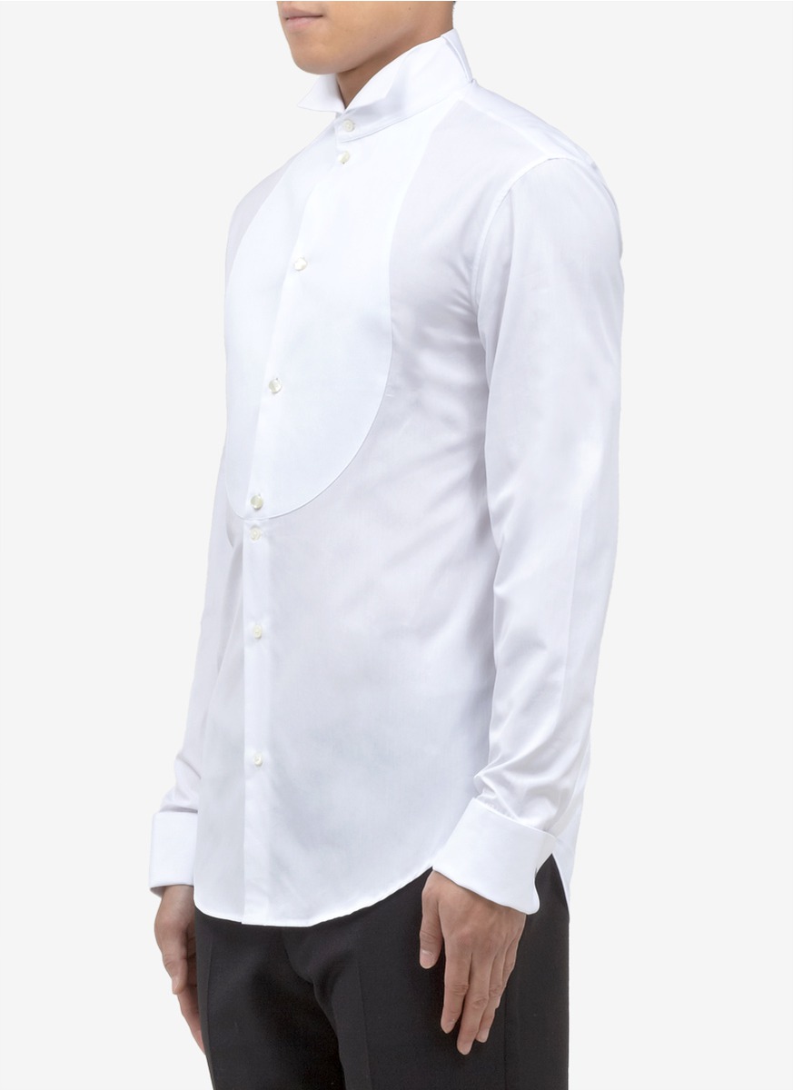 Lyst Armani Cotton Tuxedo Shirt in White for Men